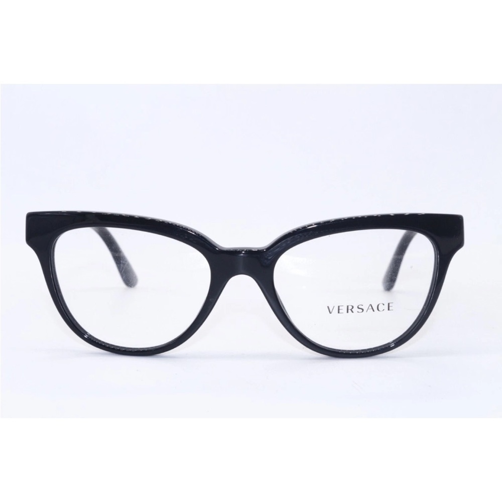 Versace Women's Black Gloss Cat-Eye Optical Glasses